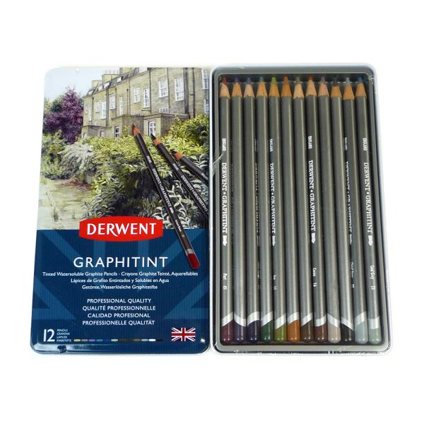DERWENT ダーウェント 水彩色鉛筆 グラフィティント メタルケース 12色セット