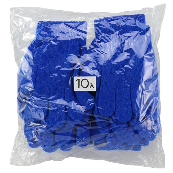 子供用サイズ 10双入りお得セット　商品サイズ : 約155×130mm(伸びていない状態)　セット内容 : カラーのびのび手袋 コバルトブルー×10　材質 : アクリル、ポリエステル　●子供用サイズ ※洗濯、アイロンがけをすると極端に縮み...