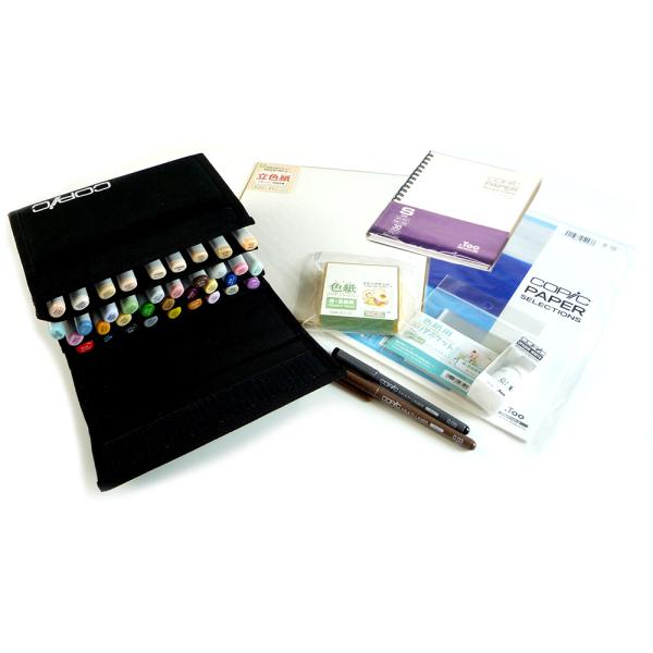 Copic ゆめ画材 36色 イラストマーカー コピック スケッチ 36色セット ポーチ入り 色紙 ペン