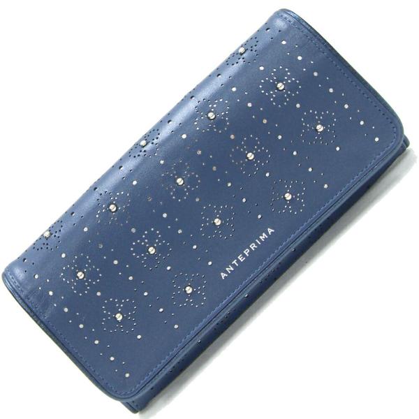 ANTEPRIMA（アンテプリマ） 二つ折り長財布 ネイビー レザー 中古
