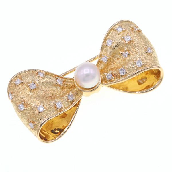MIKIMOTO（ミキモト） ブローチ パール ダイヤモンド リボンモチーフ