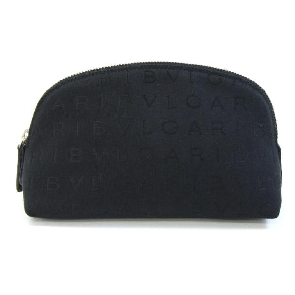 【未使用品】激レア BVLGARI ポーチ 小物入れ PVC レザー 黒 青 ブルガリ ポーチ ロゴマニア 22945 ブラック キャンバス レザー 中古