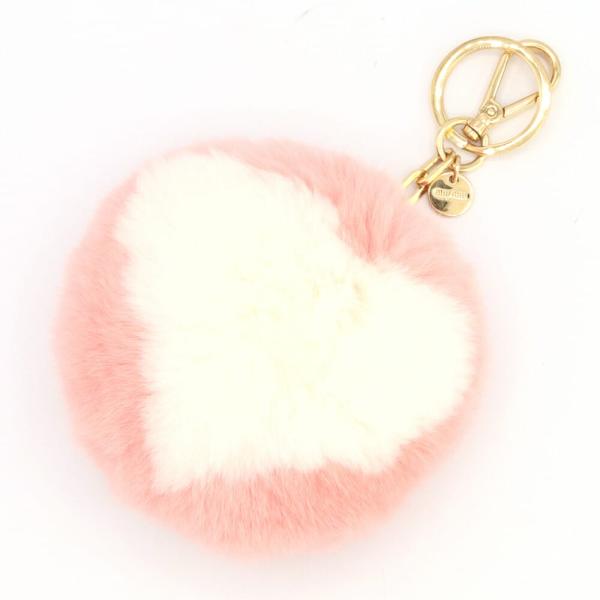miu miu（ミュウミュウ） キーホルダー 5TL187 ピンク ホワイト ファー