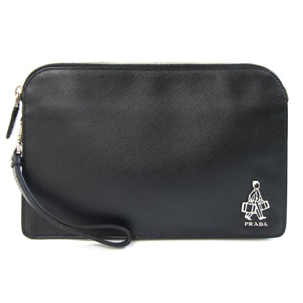 PRADA（プラダ） クラッチバッグ VR0056 ブラック レザー 中古