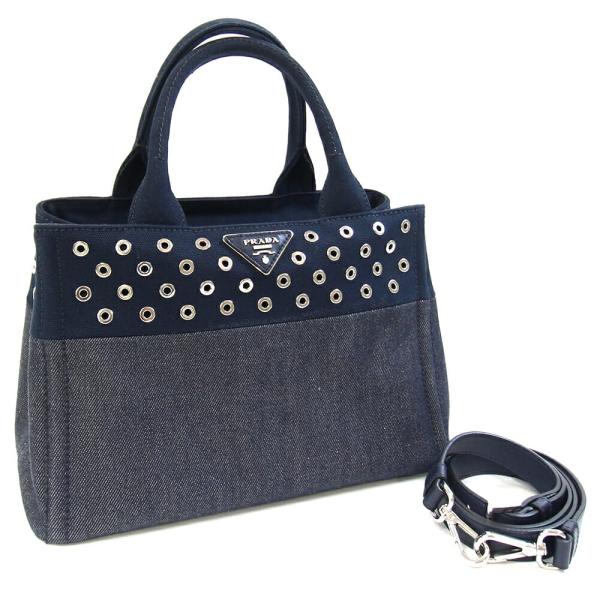 PRADA プラダ カナパ ネイビー 2way ショルダー ハンドバッグ プラダ 2WAYハンドバッグ カナパ 1BG439 ネイビー デニム キャンバス