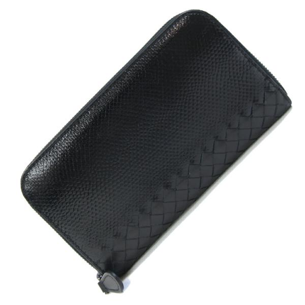 BOTTEGA VENETA ボッテガヴェネタ 長財布 イントレチャート 114076 ブラック系 レザー ユニセックス ラウンドファスナー シルバー金具 美品 BOTTEGA VENETA（ボッテガ・ヴェネタ） 114076 イントレチャート