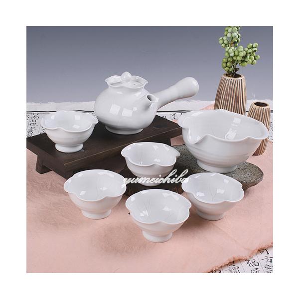 1684備前焼？　蓮に蟹細工　茶器セット　湯呑1客　湯冷し1客　湯呑5客　茶櫃付 1684備前焼？ 蓮に蟹細工 茶器セット 湯呑1客 湯冷し1客