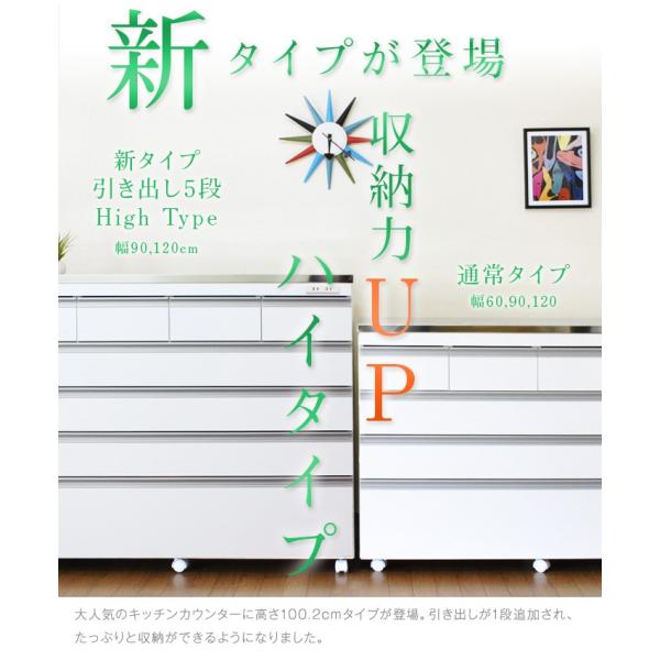 ステンレスキッチンカウンター プレミアムハイタイプ5段引き出し Coolith1 ステンレス天板の頑丈キッチンカウンター1 完成品 完成品 ステンレス天板の頑丈キッチンカウンター1 ハイタイプ 高さ100cm