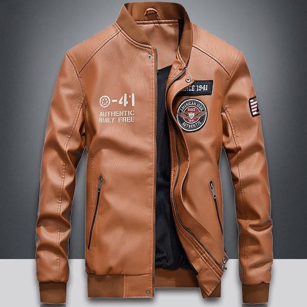 ジャケット メンズ 革ジャン レザージャケット 立ち襟 裏起毛 保温防寒