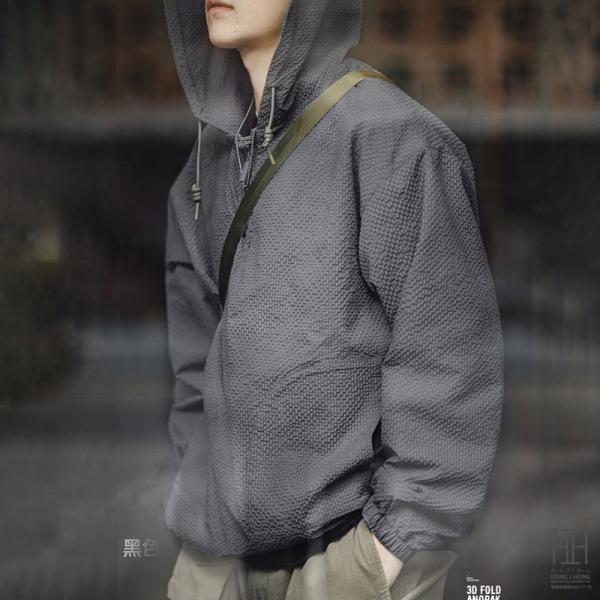 アノラックタイプ ウインドブレーカー メンズ ストレッチ フード