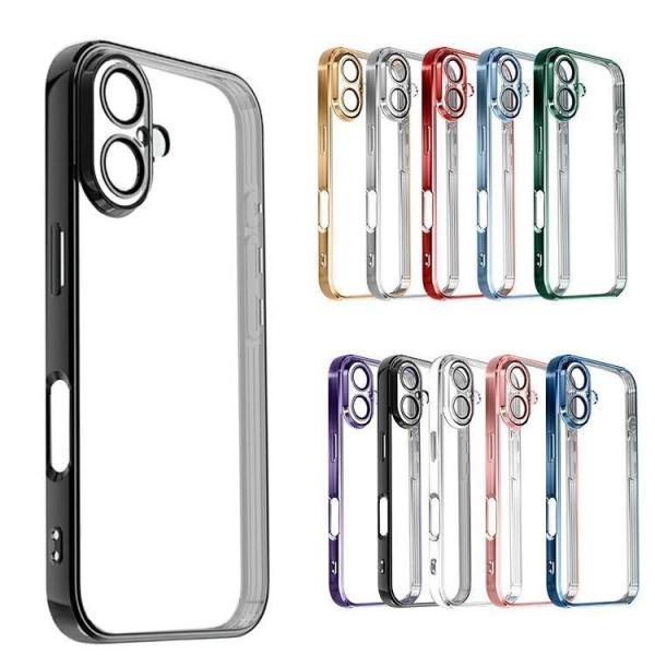 iPhone17 クリア ケース 耐衝撃 カバー  レンズカバー付き メッキ クリア 透明 TPU ソフトケース ストラップホール付き シンプル ストラップ穴 お洒落
