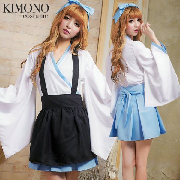 【商品名】ハロウィン コスプレ 和服 ミニ丈 着物 花魁 ハロウィン　コスチューム 衣装 　コスプレ 女性 ハロウィン コスプレ ハロウィン【セット内容】1：リボンカチューシャ　2：着物トップス　3：エプロン　4：スカートS/M/L/XL着...
