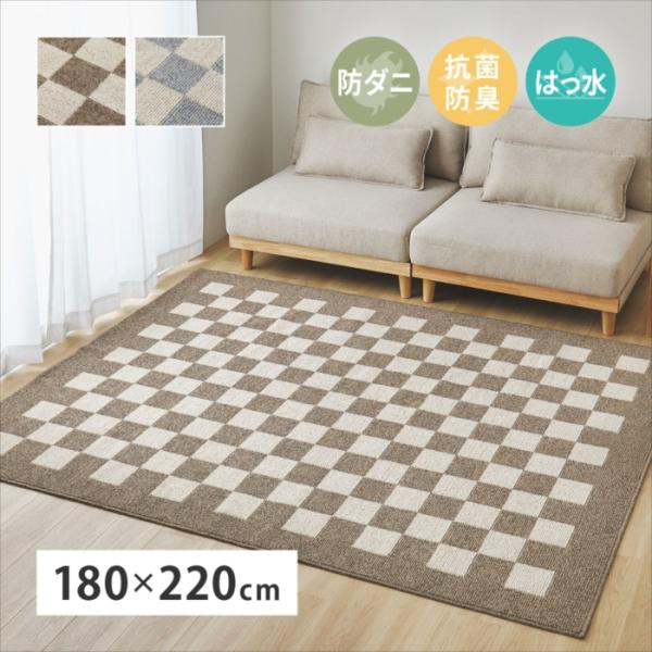 ダイニングラグ モニカ 約180×220cm 防ダニ 抗菌 防臭 防汚 はっ水 撥水 ホットカーペット対応 床暖房対応 タフトラグ カーペット 萩原