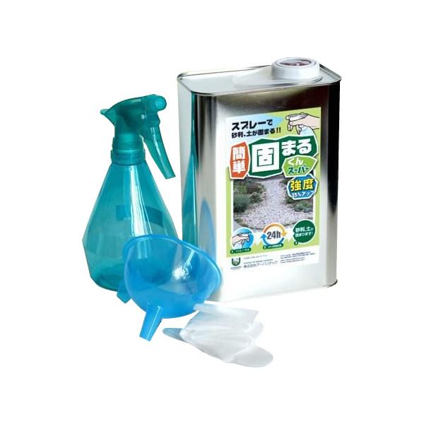 固まるくんスーパーをシュシュッとスプレーするだけで、ガレージや庭の砕石・土の表面を簡単に固めることができます。楽しい庭作りやエクステリアの空間作りに。 製造国:日本 素材・材質:ウレタン樹脂 仕様:使用期限:開封後約1年間(中の液剤が固まら...