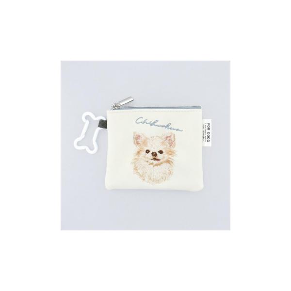 フラワーリング ミニフラットポーチ 骨型カラビナ付き チワワ GPO0323