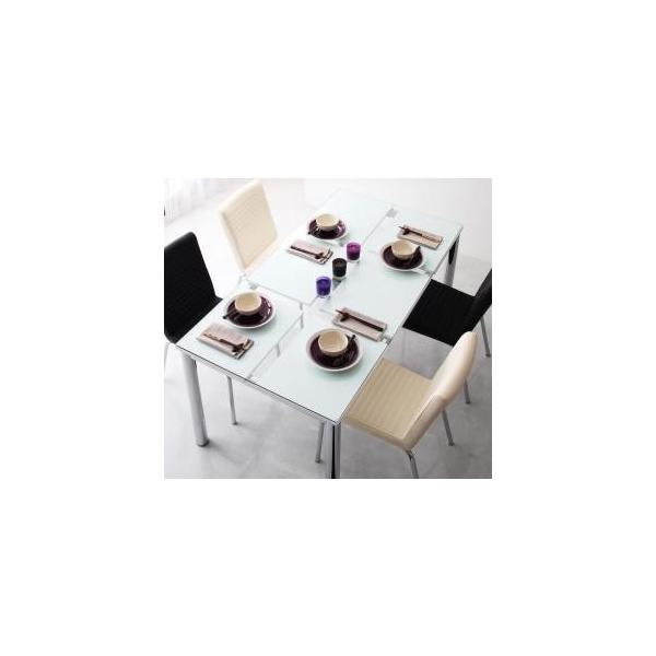 ガラスデザインダイニングDe moderaディ・モデラ 5点セットテーブルW130チェア4脚