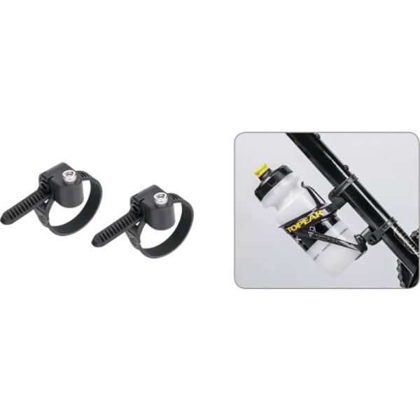 ・ エンジニアリング プラスチック ・ 取付可能径 ： Φ20〜60mm・ 最大荷重 ： 1.5kg・ 26g・トップチューブ、ダウンチューブ、フォークなど、 　アイデア次第で様々な箇所にボトルケージを取り付けられます。