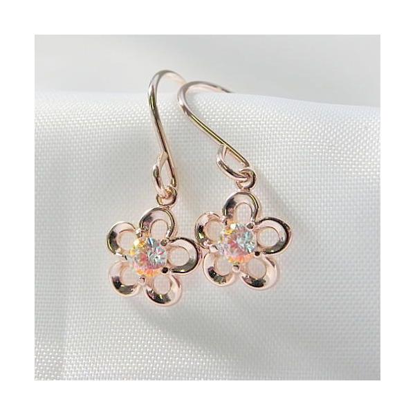 ハンドメイドピアス1696 ミスティックキュービック フラワーピアス/レディースピアス/花ピアス