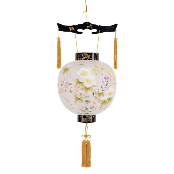 盆提灯 八女提灯 吊り提灯 御殿丸 蒔絵絹絵入 11号 （P15)(8001-11134ac)