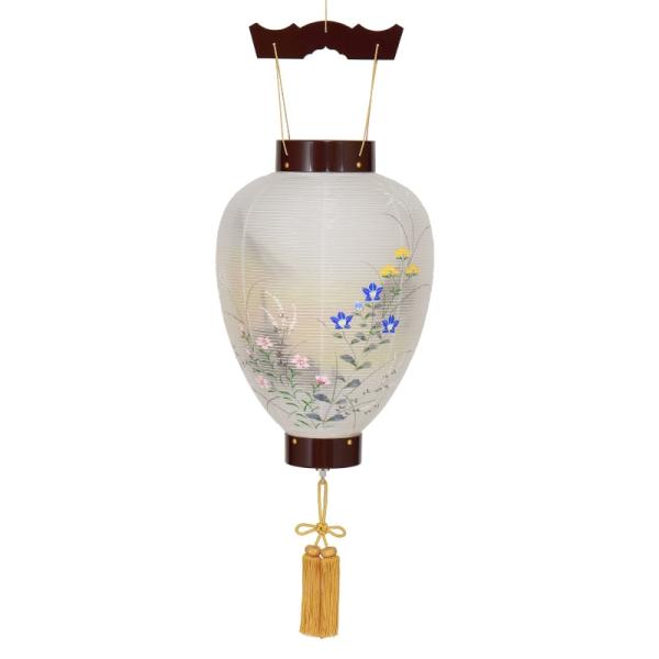 盆提灯 八女提灯 吊り提灯 壺型 ワイン絹二重絵入り （P18)(8109-00209ac)