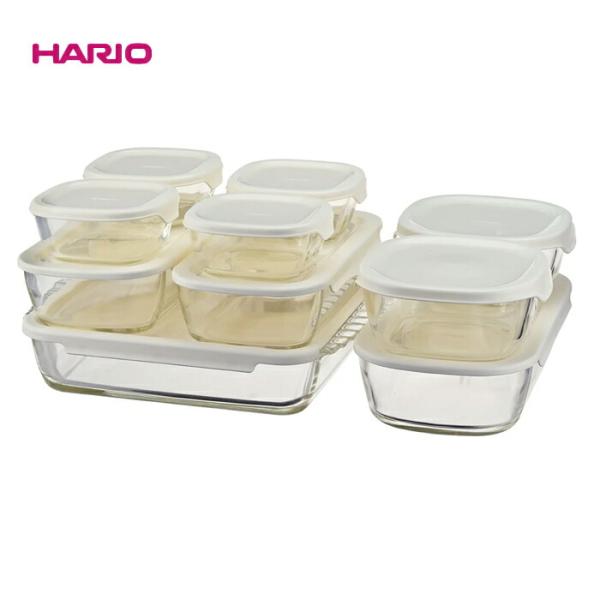 HARIO(ハリオ) スタッキング耐熱ガラスコンテナ スクエア10個セット