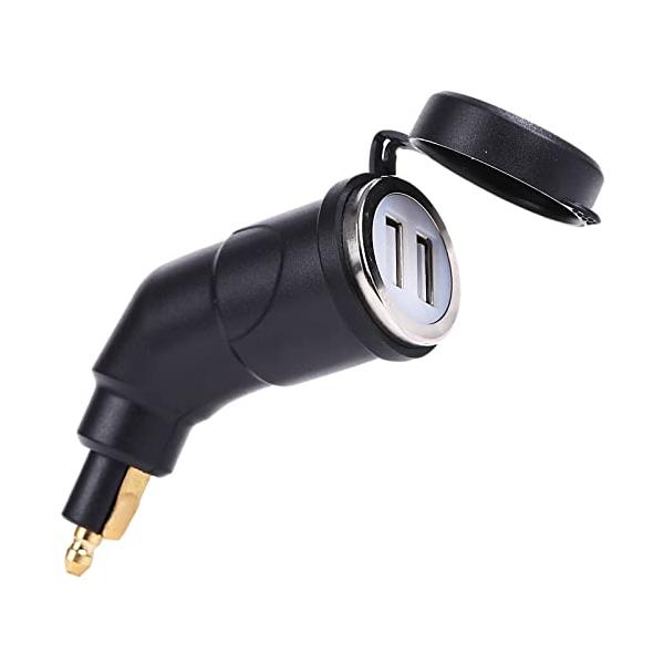 バイク用蓋付きシガーソケット USB BMWスタイル ヘラーソケット BMW USB電源ソケット 2ポート (ブラック)