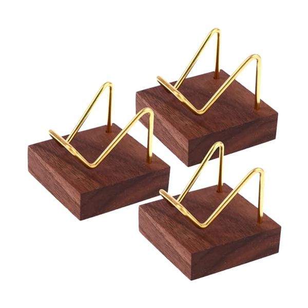 ルボナリエ 木製ディスプレイスタンド 3個セット 金色スタンド 原石 水晶玉 天然石 アクセサリー 展示用 小物置き 卓上 飾り棚 飾り台 5×5×4.5cm ブラウン