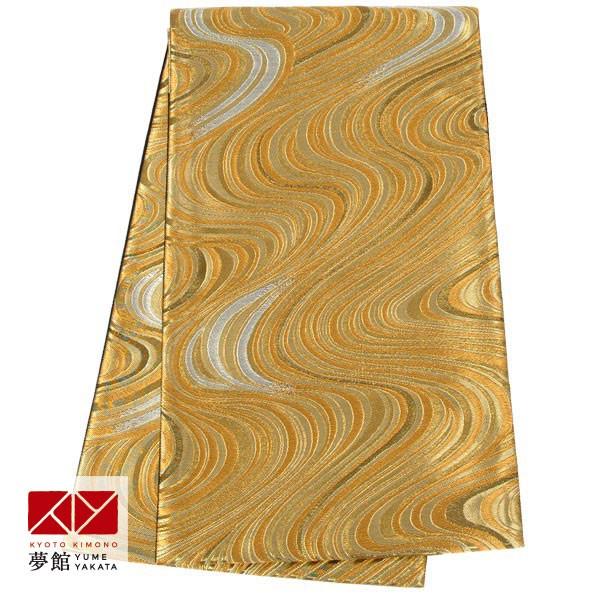 帯 レンタル 正絹 振袖用帯 金 流水 B258 : 京都着物レンタル夢館  