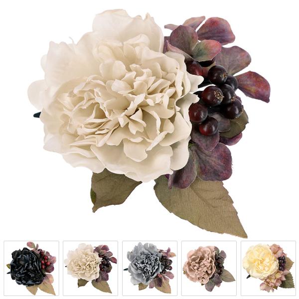 アンティークやスモーキーなカラーがかわいい、お花の髪飾りです。クリップタイプなので、短い髪でも簡単につけていただけます。帯飾りにもおすすめです。【商品内容】クリップ1点【サイズモチーフ：約13cm x 15cmコンコルドピン：長さ約9cm【...