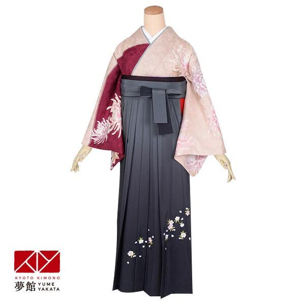 卒業式 袴レンタル 先生 教員 訪問着袴 フルセット 上品 灰桜 糸菊 
