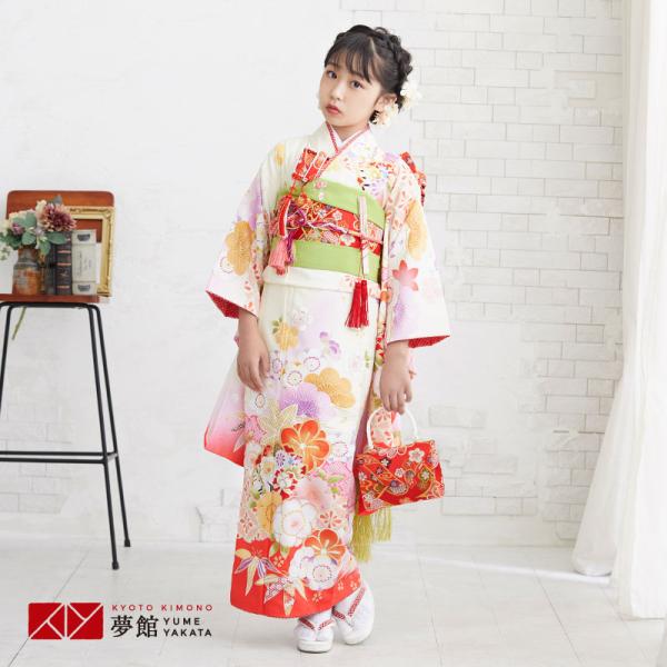 7歳七五三セット(クリーム) 七五三 着物 7歳 フルセット 購入 販売「クリーム地にバラ