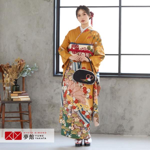 着物■豪華振袖　立波片輪車花文　金彩　正絹　逸品 yumeyakata_r792