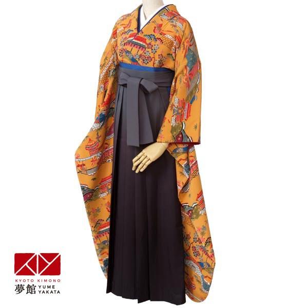 卒業式 袴セット 紅型 花鳥家(絹)一点物 レンタル 大学生 振袖袴 RR157