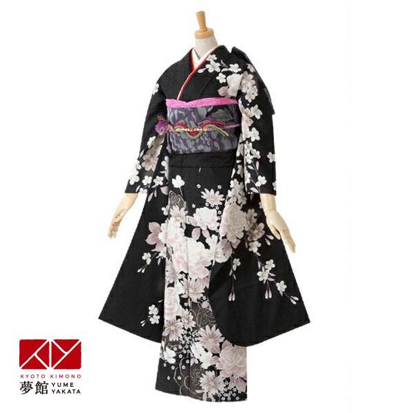 振袖 レンタル 成人式 結婚式 黒　牡丹と薔薇(R653)12月〜1月利用 対応身長154〜165cm RS396