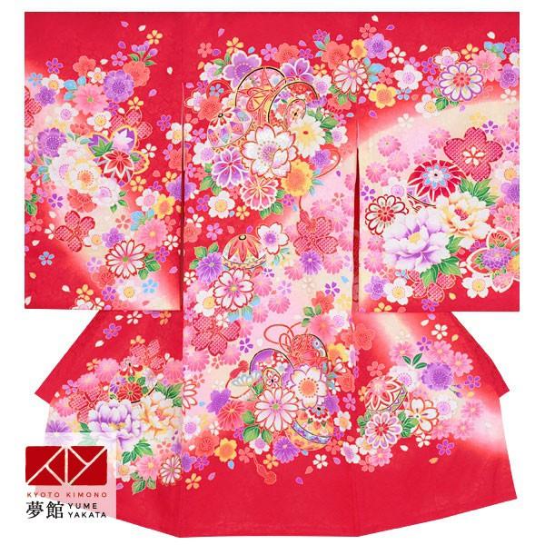 鼓と手毬、桜刺繍が印象的なお着物。桜地紋の赤にクリーム・ピンクをぼかし、豪華な色とりどりの花々があしらわれています。 【 ブランド 】-【 素材 】正絹※実物の色に近づけるよう画像処理をしておりますが、ご覧のブラウザや設定により若干異なって...
