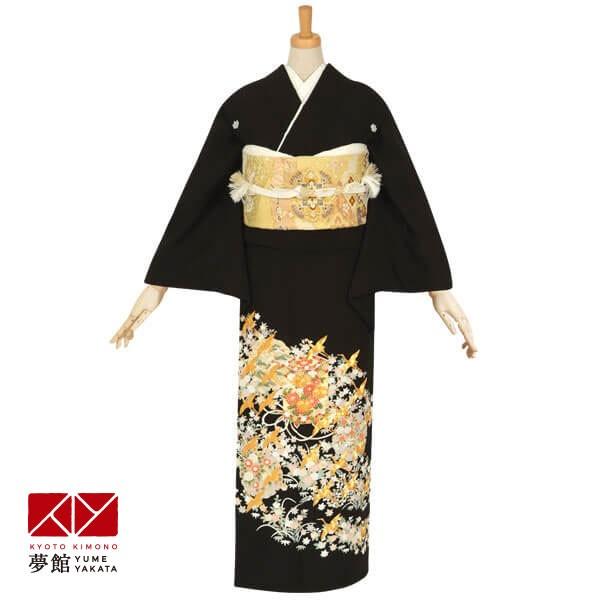 [美品] 高身長　黒留袖　正絹　紋入り　熨斗　鶴　駒刺繍　結婚式　礼装　ドレス 美品] 紋入り 作家物 黒留袖 正絹 熨斗 礼装 結婚式 高身長 ドレス