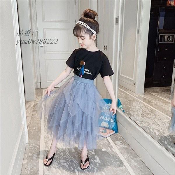 子供服 春夏 可愛い セットアップ ロング丈スカート カジュアル ジュニア 150 Tシャツ おしゃれ 半袖 2点セット 新品 女の子 上下セット キッズ チュール Prayatnonline Org
