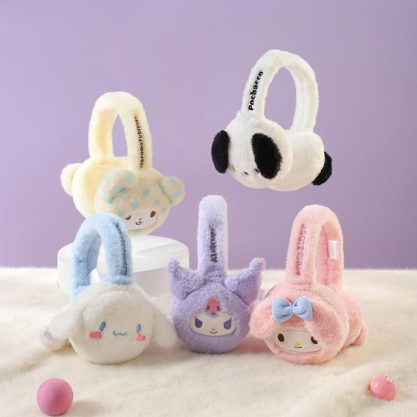 耳当て 冬 ぬいぐるみ風 クロミ風 キティちゃん マイメロ シナモン ふわふわ 防寒 保温 かわいい  耳あて  軽量 学生 子供 女の子 男の子 通学 プレゼント【ふわふわぬいぐるみ風素材｜高保温性】内側は厚手フェイクファー調で耳を包み込...
