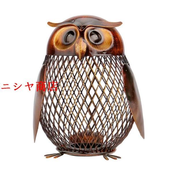 フクロウボックス 貯金箱 動物 置物 クリエイティブ 飾り アイアン