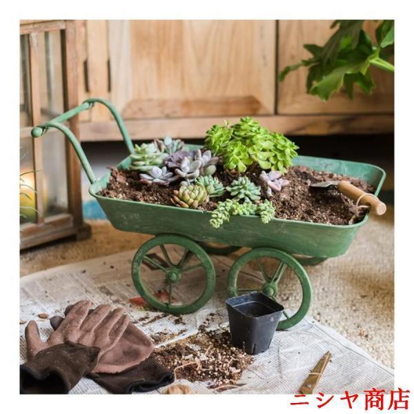 レトロフラワースタンド、 トロリー植木鉢 鉄一輪車 ガーデンカート