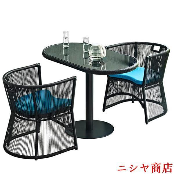 ラタン調ガーデンテーブルセット3点セット (テーブル×1 チェア×2) 高級