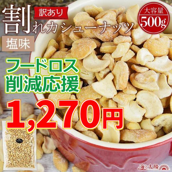 【賞味期限：2026/8/31】＼訳アリ！1270円！／大容量 ＜訳あり 割れカシューナッツ（塩味）500g＞ ベトナム産 ブロークン カシュー ロースト おやつ おつまみ