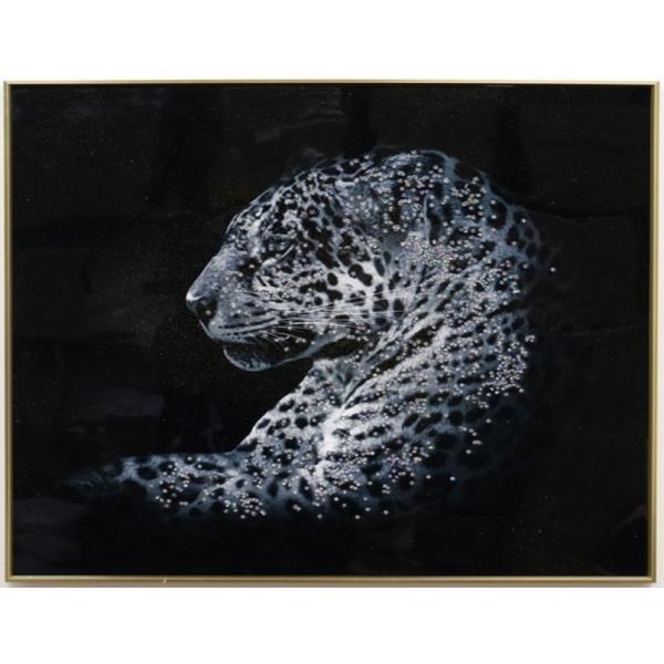D03-3 スノーパンサーEX / 80×80cm レジン 額付き かっこいい 猛獣