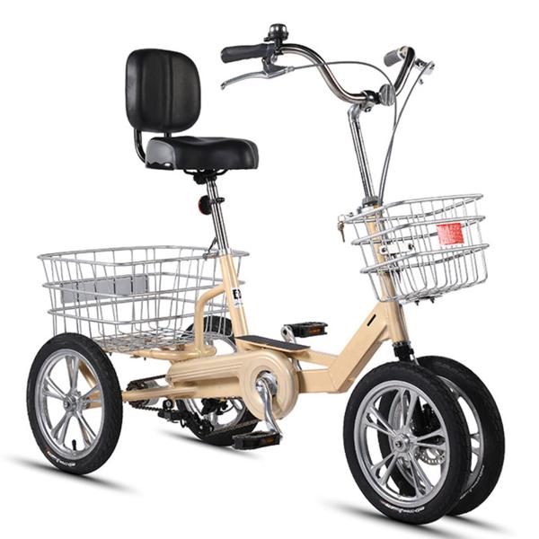 三輪自転車 軽量アルミフレーム三輪クルーザーバイク リ 高齢者用 14インチ3輪バイク三輪は クルーズ ダブルブレーキショッピング レクリエーション 男性 女性