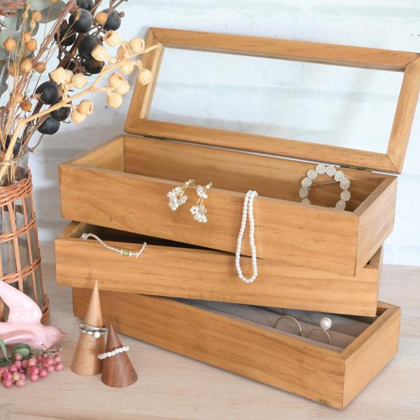 木製アクセサリーケース スタッキング式3段』 アクセサリー収納 小物