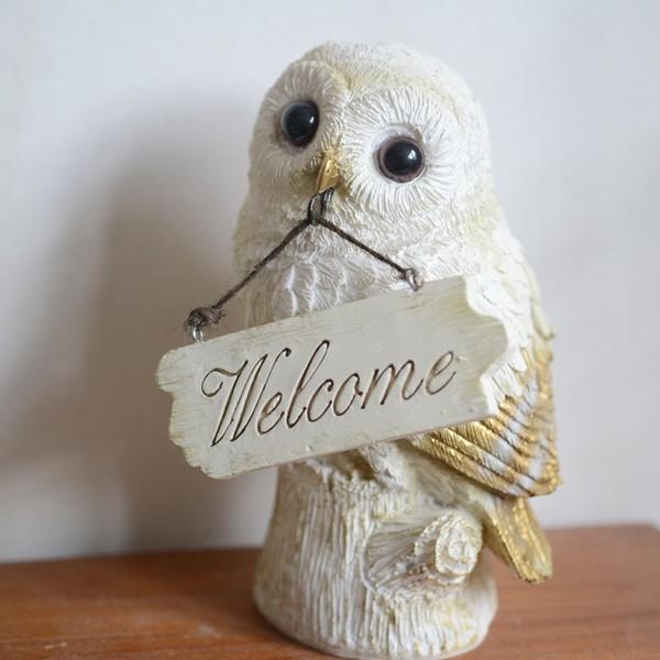 キシマ（KISHIMA） ふくろう 置物 ウェルカムプレート 玄関 オブジェ