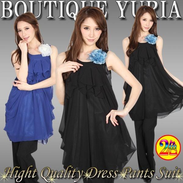 あすつく トールサイズ セレブな印象 ドレスワンピース 美脚パンツの豪華セットアップ 9号11号 大人のブラック 鮮やかブルー 結婚式 送料無料 Www Workplace No