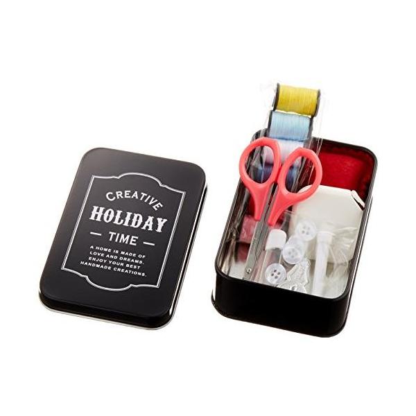 ミササ(Misasa) 裁縫セット ソーイングセット ブラック ミニブリキ缶