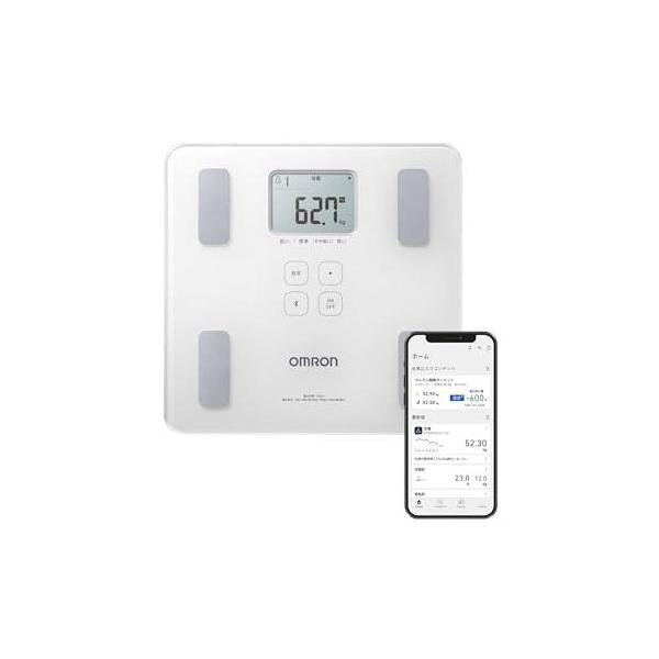 他サイト： オムロン 体重 体組成計 HBF-230T-SW スマホ連動 体脂肪率 BMI 骨格筋率 OMRON connect対応 自動認識 シャイニーホワイの商品画像