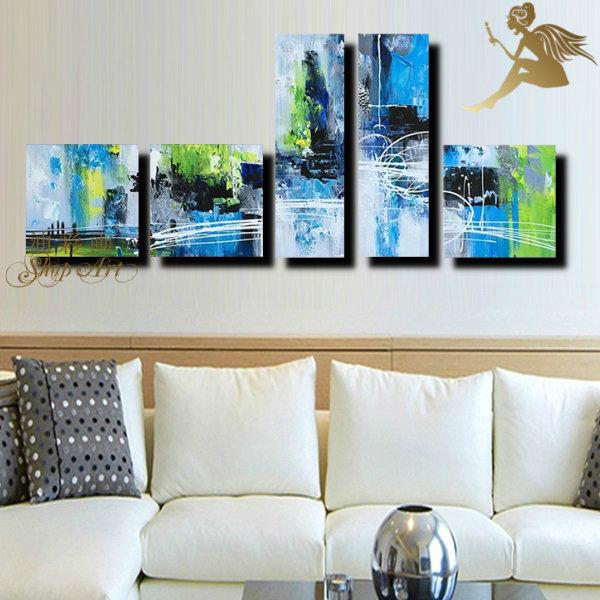 手書きの油彩画 モダン アートパネル インテリア おしゃれ 絵画 壁掛け ５パネルセット 青の街 1743 油彩画shop Art 通販 Yahoo ショッピング